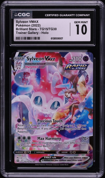 2022 Pokemon Sword & Shield Brilliant Stars CHR Sylveon VMAX #TG15 CGC 10 GEM MINT