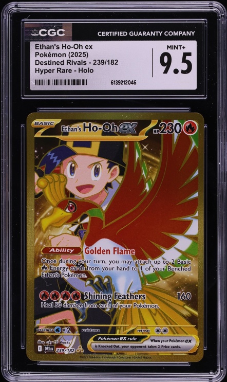 2025 Pokemon Scarlet & Violet Destined Rivals Gold Rare Ethan's Ho-Oh ex #239 CGC 9.5 MINT+