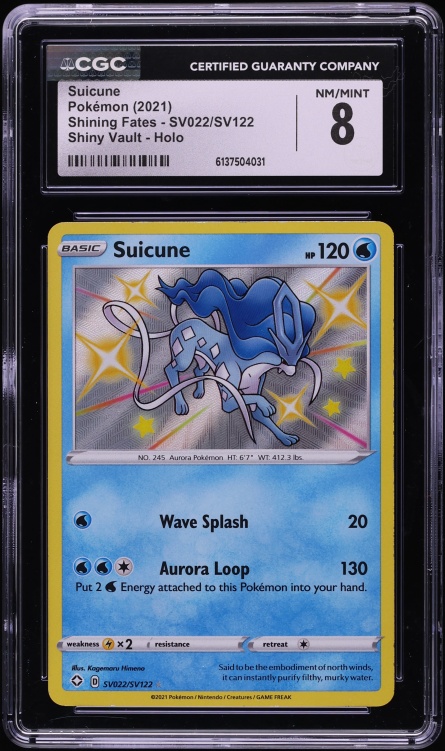 2021 Pokemon Sword & Shield Shining Fates Shiny Suicune #SV022 CGC 8 NM-MT