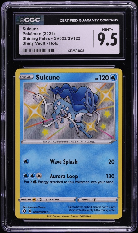 2021 Pokemon Sword & Shield Shining Fates Shiny Suicune #SV022 CGC 9.5 MINT+