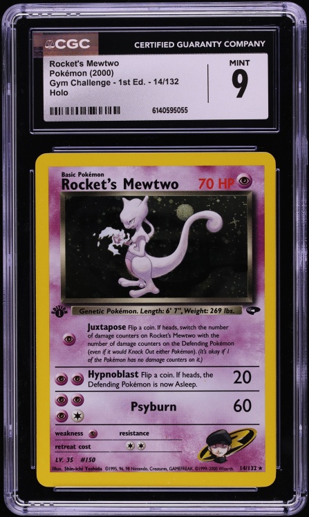 2000 Pokemon Gym Challenge 1st Edition Holo Rocket's Mewtwo #14 CGC 9 MINT