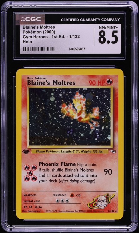 2000 Pokemon Gym Heroes 1st Edition Holo Blaine's Moltres #1 CGC 8.5 NM-MT+