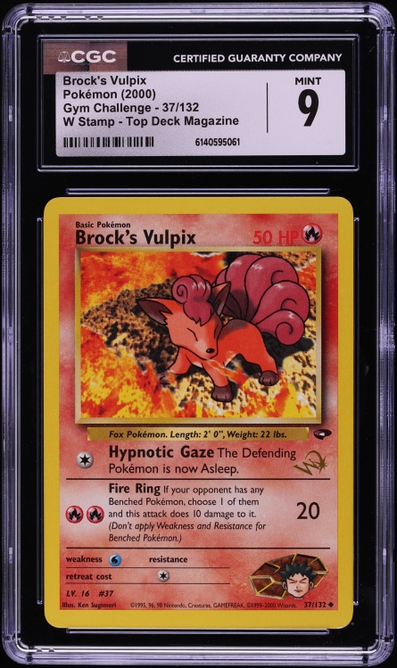 2000 Pokemon Gym Challenge Top Deck Magazine W Stamp Brock's Vulpix #37 CGC 9 MINT