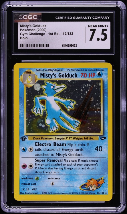2000 Pokemon Gym Challenge 1st Edition Holo Misty's Golduck #12 CGC 7.5 NRMT+