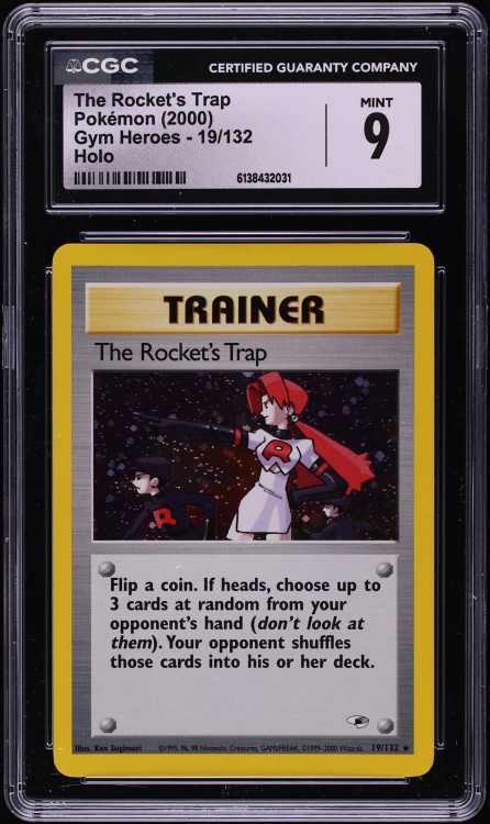 2000 Pokemon Gym Heroes Holo The Rocket's Trap #19 CGC 9 MINT