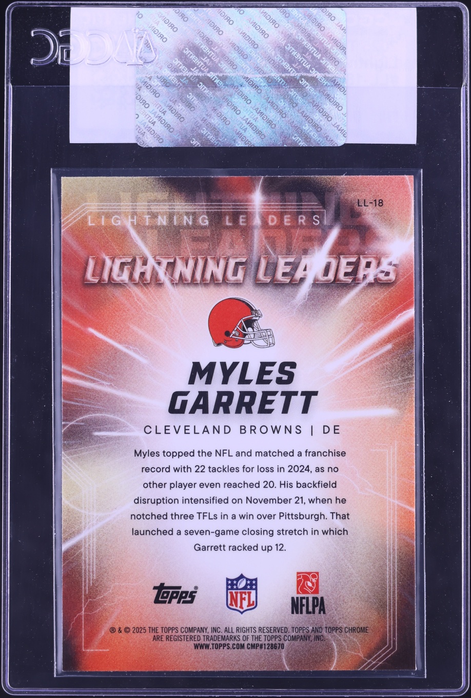 2025 Topps Chrome Lightning Leaders Myles Garrett #LL-18 CGC AUTH