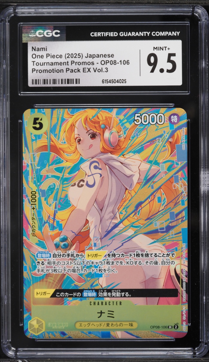 2025 One Piece Japanese Promo Pack EX Volume 3 Alt Art Nami #OP08-106 CGC 9.5 MINT+