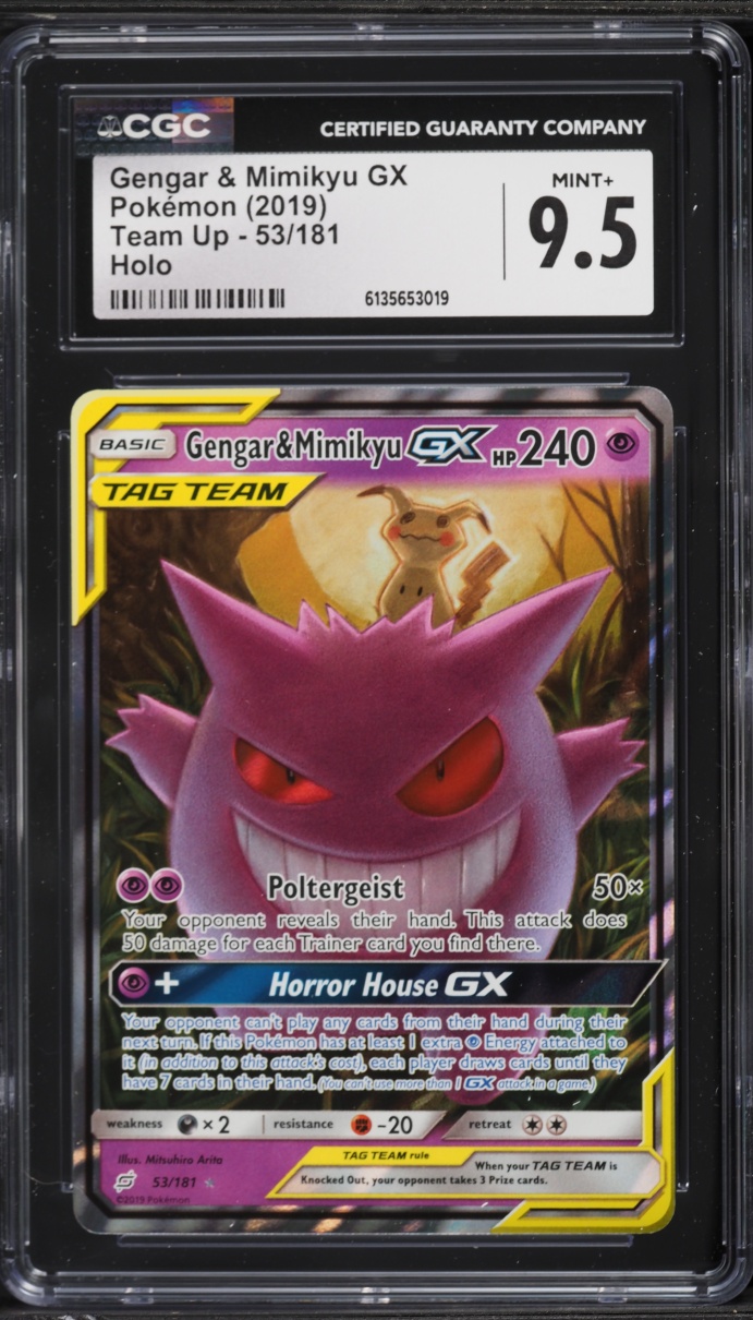 2019 Pokemon Sun & Moon Team Up Alt Art Gengar & Mimikyu GX #53 CGC 9.5 MINT+