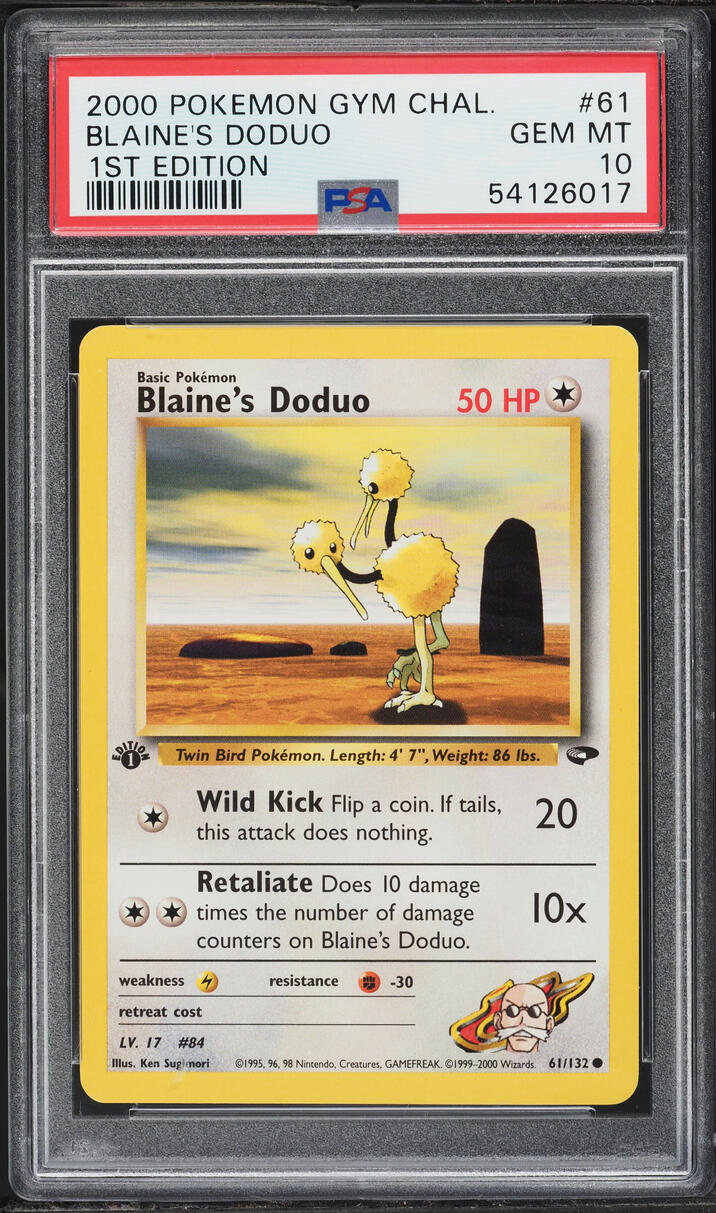 2000 Pokemon Gym Challenge 1st Edition Blaine's Doduo #61 PSA 10 GEM MINT