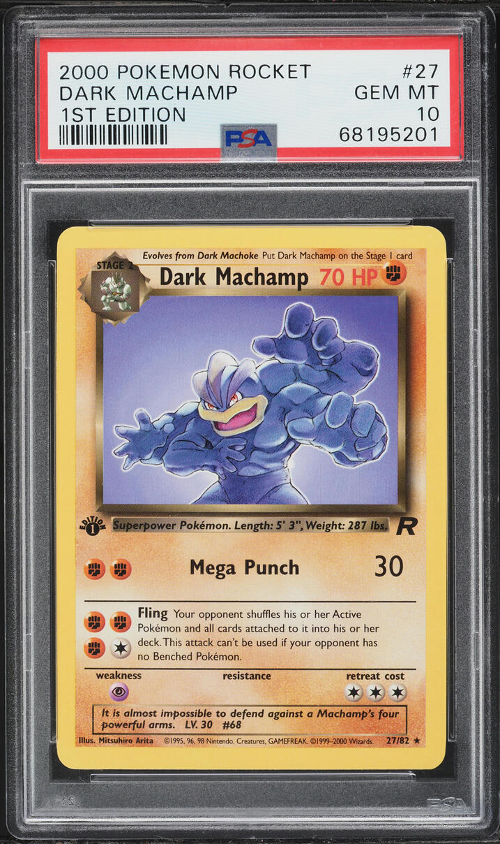 2000 Pokemon Team Rocket 1st Edition Dark Machamp #27 PSA 10 GEM MINT