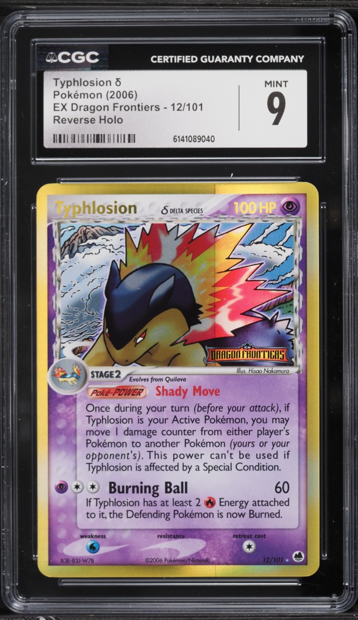 2006 Pokemon EX Dragon Frontiers Reverse Holo Typhlosion #12 CGC 9 MINT