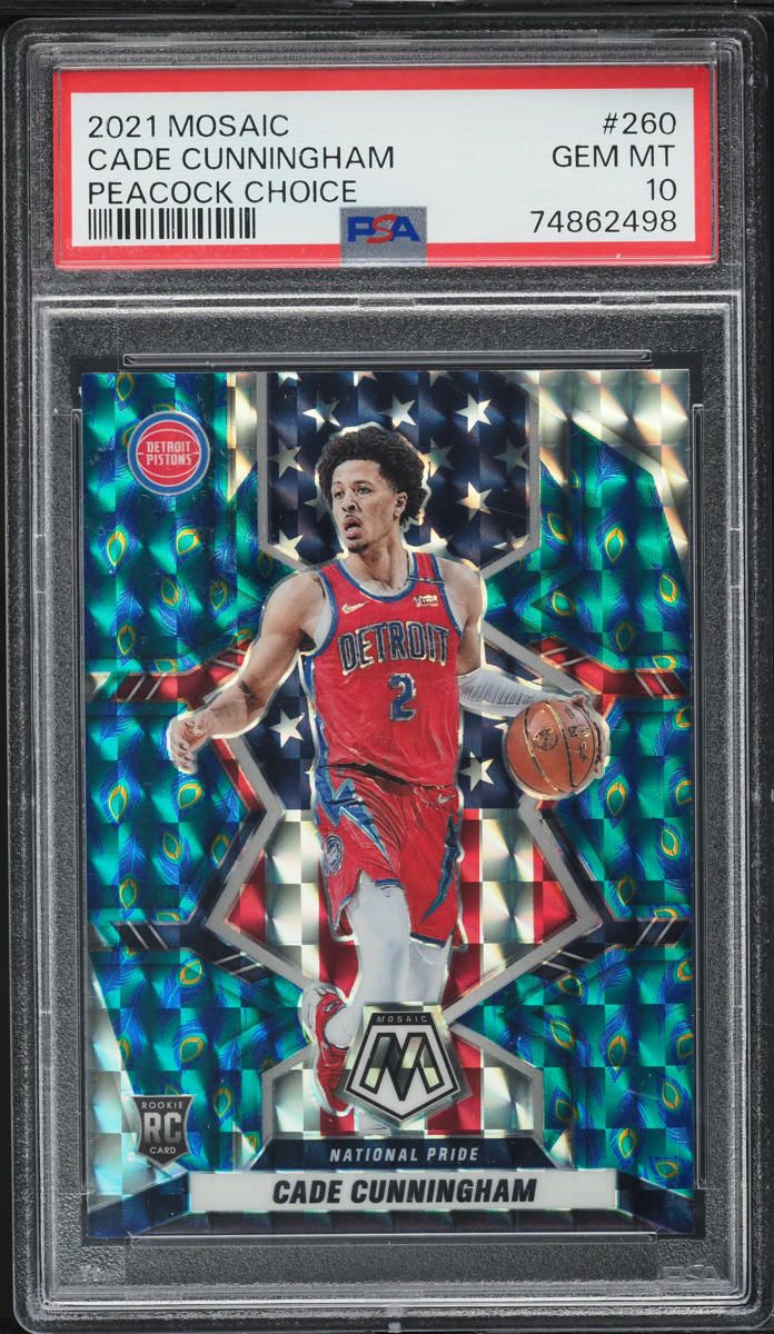 2021 Panini Mosaic Peacock Choice Cade Cunningham ROOKIE #260 PSA 10 GEM MINT