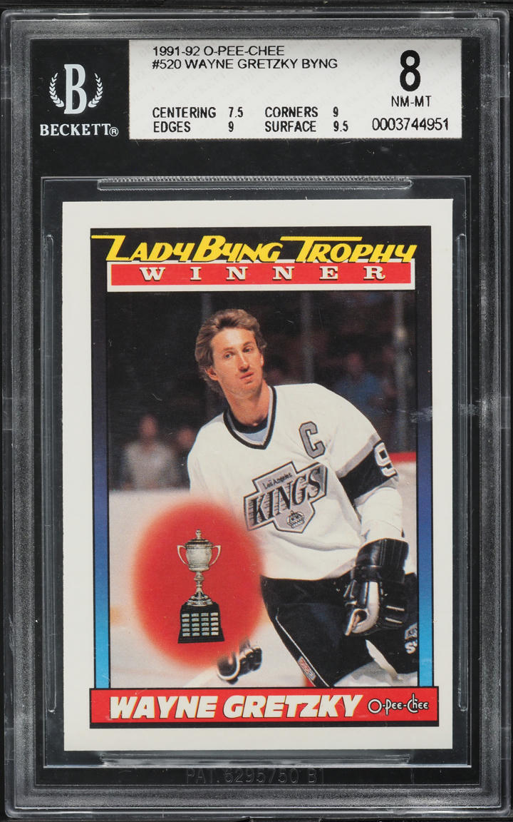 1991 O-Pee-Chee Hockey Wayne Gretzky LADY BYNG #520 BGS 8 NM-MT