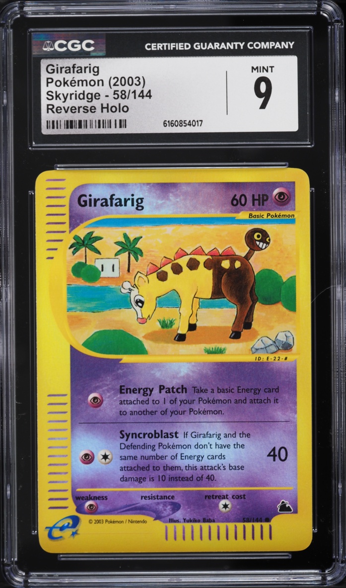 2003 Pokemon Skyridge Reverse Holo Girafarig #58 CGC 9 MINT