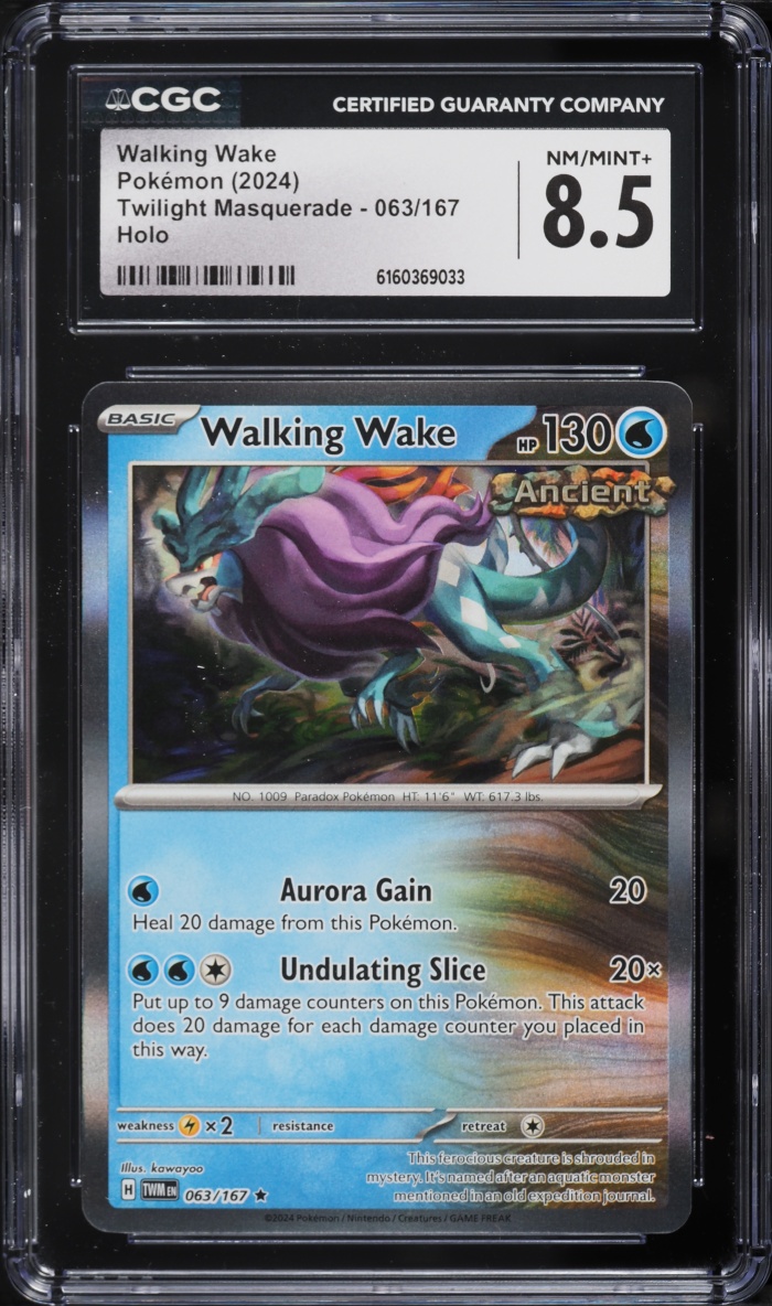 2024 Pokemon Scarlet & Violet Twilight Masquerade Holo Walking Wake #63 CGC 8.5 NM-MT+