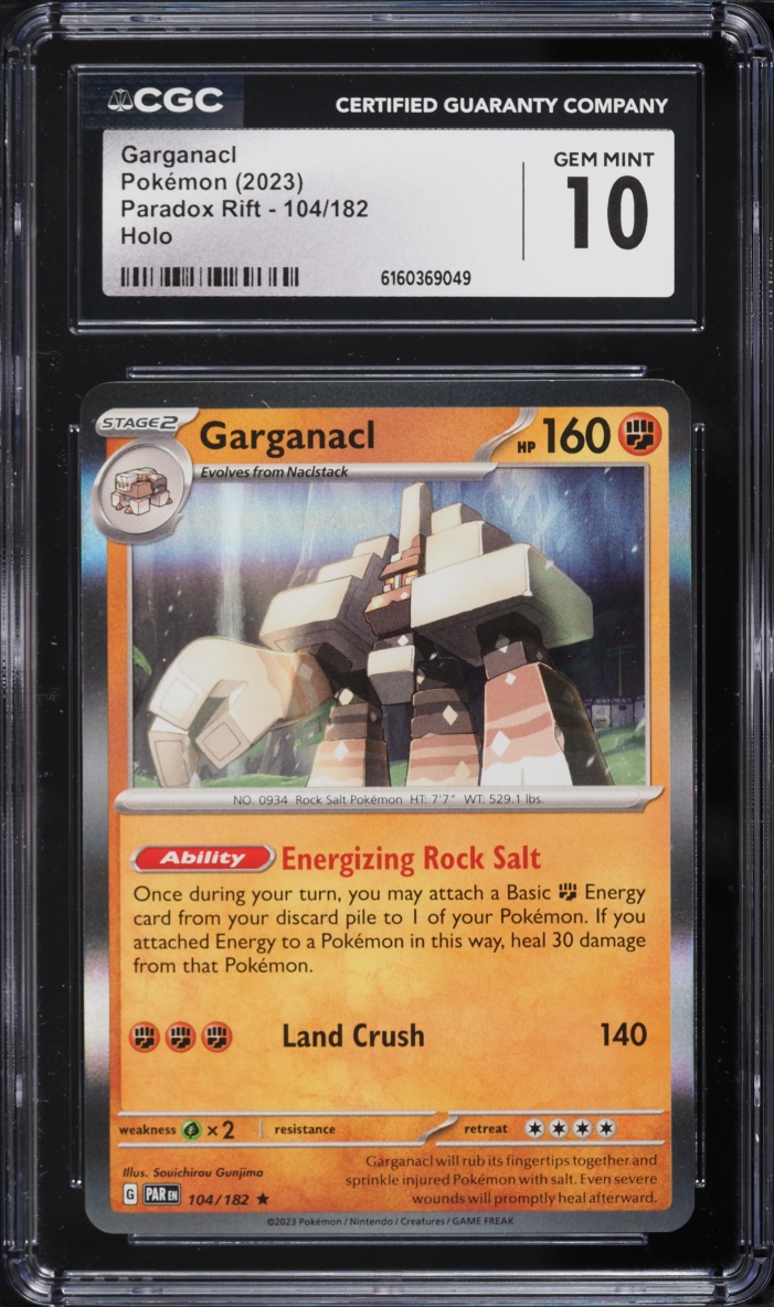 2023 Pokemon Scarlet & Violet Paradox Rift Holo Garganacl #104 CGC 10 GEM MINT