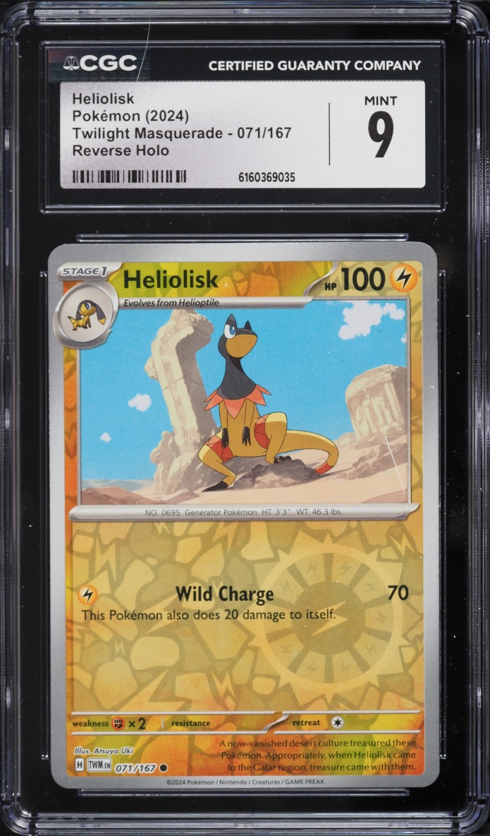 2024 Pokemon Scarlet & Violet Twilight Masquerade Reverse Holo Heliolisk #71 CGC 9 MINT