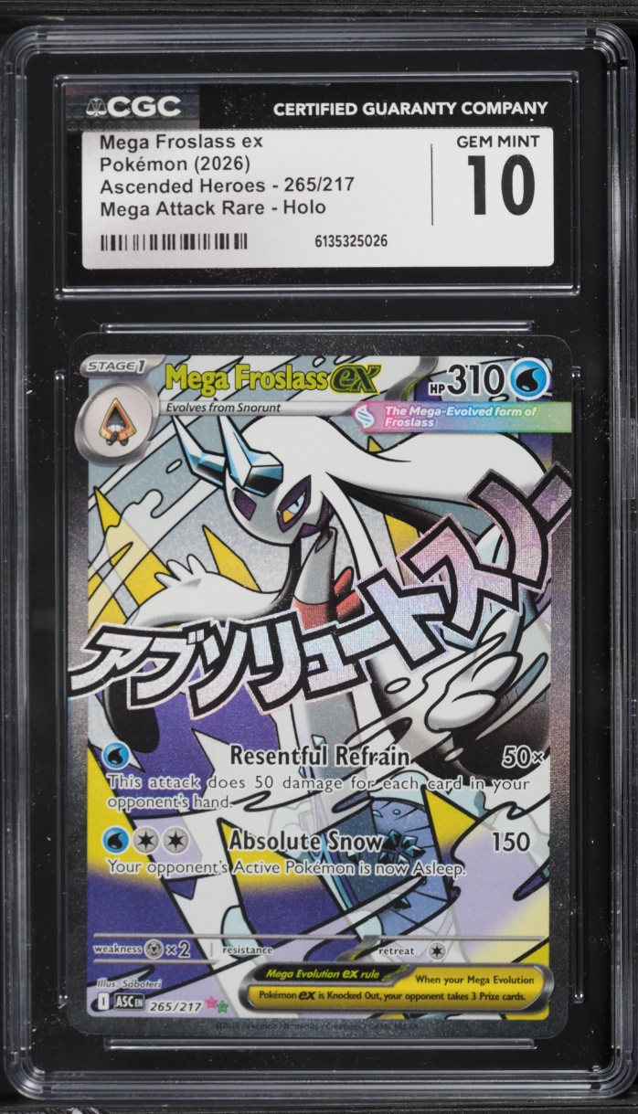 2026 Pokemon Mega Ascended Heroes MA Mega Froslass EX #265 CGC 10 GEM MINT
