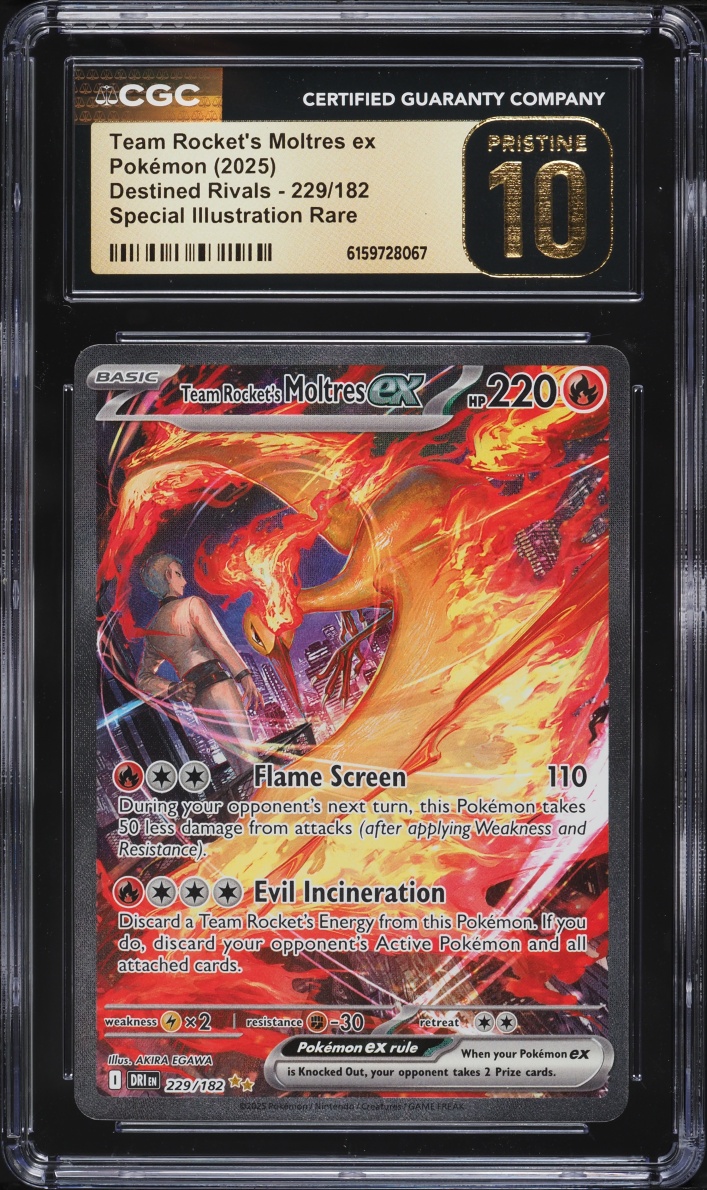 2025 Pokemon Scarlet & Violet Destined Rivals SIR Team Rocket's Moltres ex #229 CGC 10 PRISTINE