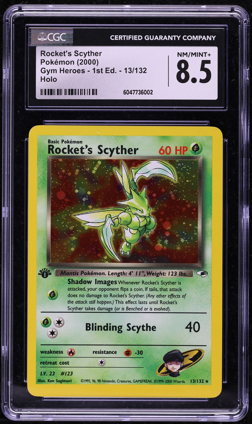 2000 Pokemon Gym Heroes 1st Edition Holo Rocket's Scyther #13 CGC 8.5 NM-MT+ - Main Image