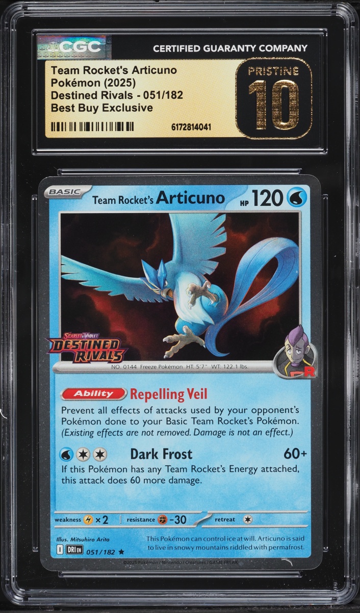 2025 Pokemon SV Destined Rivals Best Buy Team Rocket's Articuno #51 CGC 10 PRISTINE