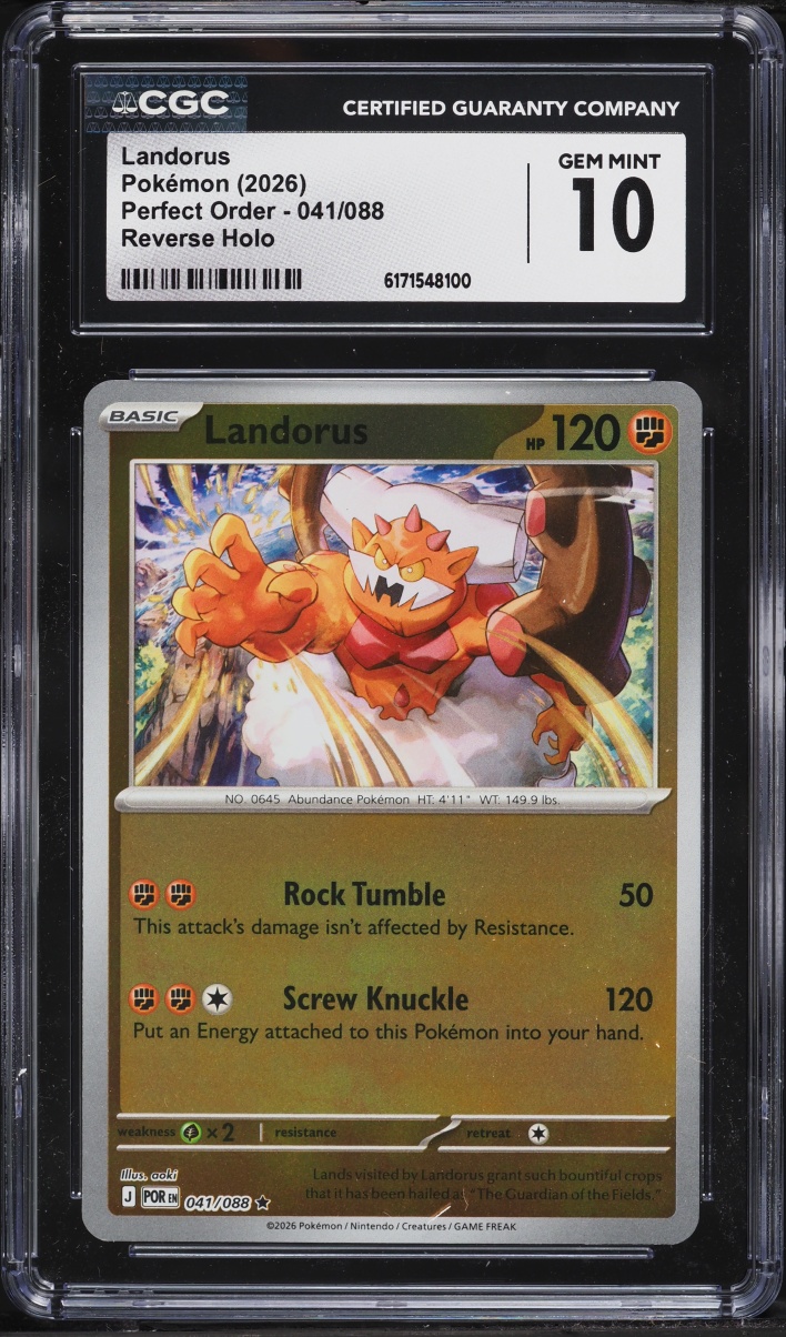 2026 Pokemon Perfect Order Reverse Holo Landorus #041 CGC 10 GEM MINT