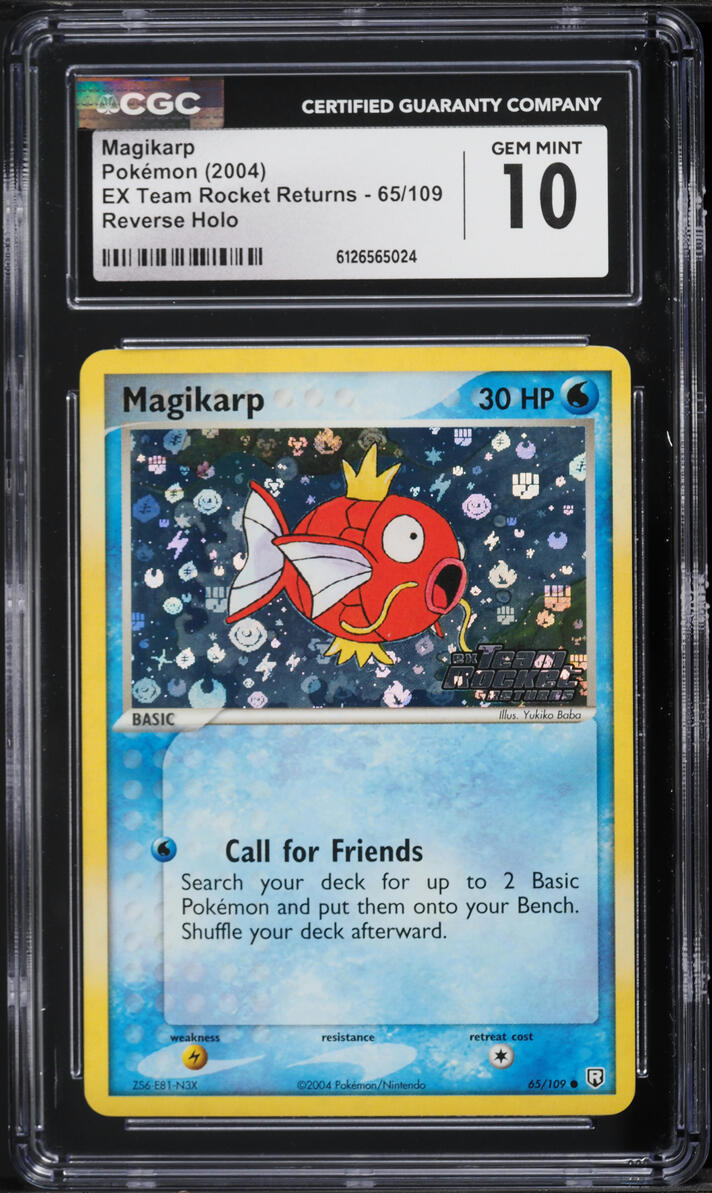 2004 Pokemon EX Team Rocket Returns Reverse Holo Magikarp #65 CGC 10 GEM MINT