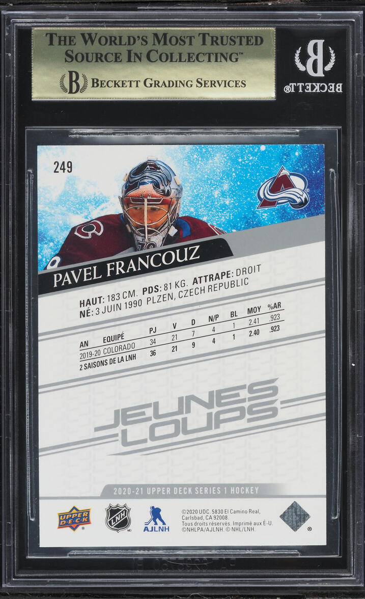 2020 Upper Deck French Young Guns Pavel Francouz ROOKIE #249 BGS 9.5 GEM MINT