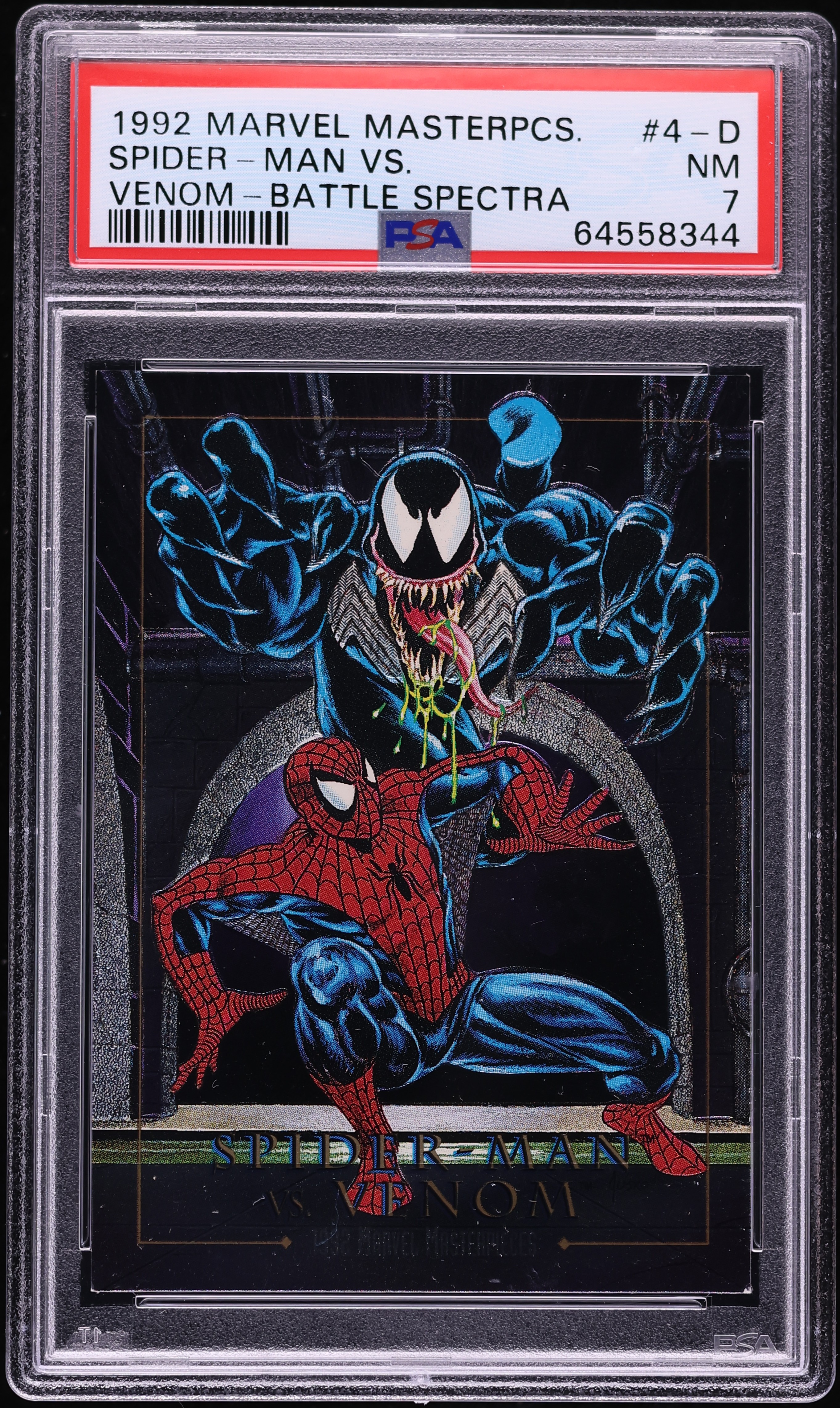 1992 Skybox Marvel Masterpieces Battle Spectra Spider-Man Vs. Venom #4-D PSA 7 NRMT