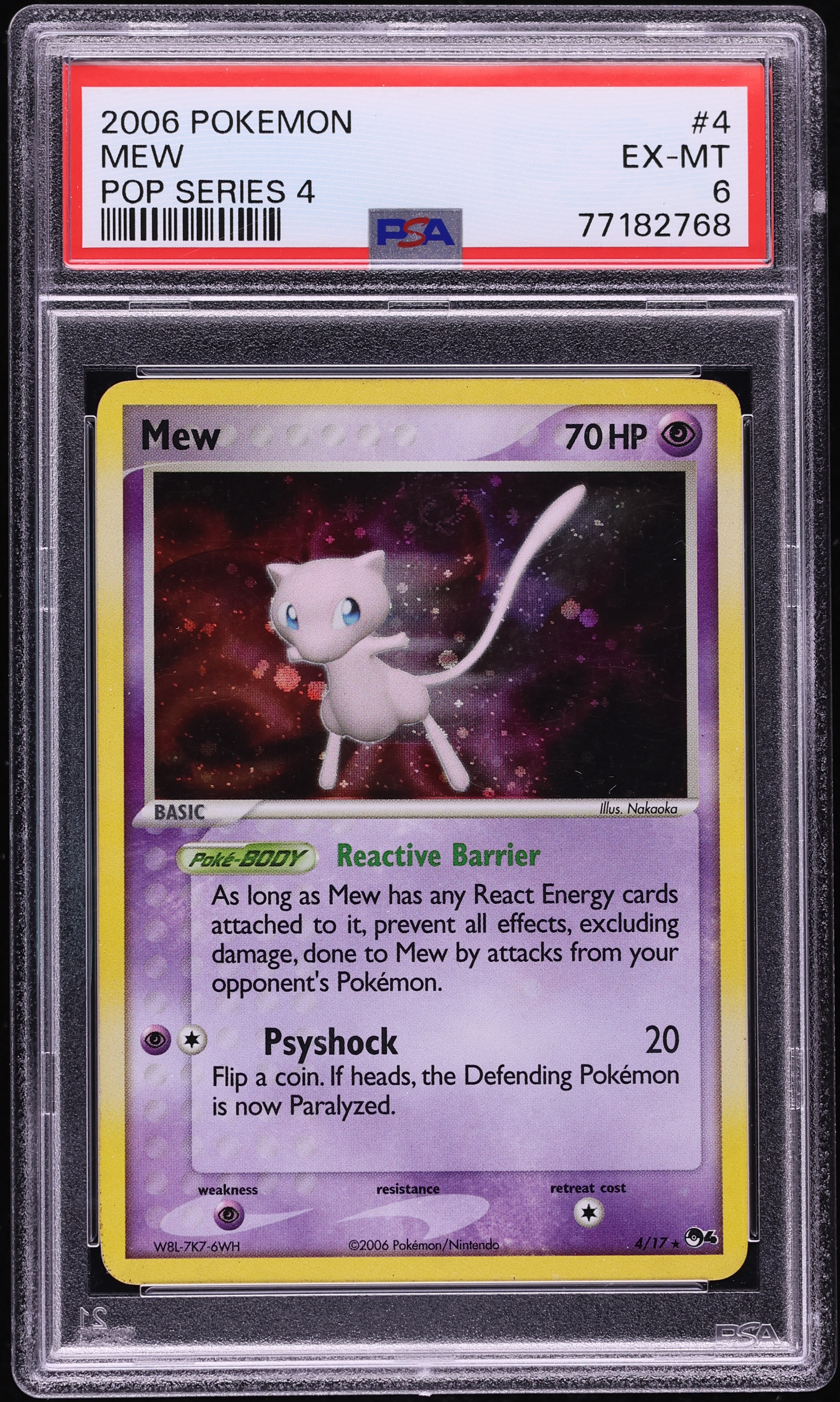 2006 Pokemon POP Series 4 Holo Mew #4 PSA 6 EXMT