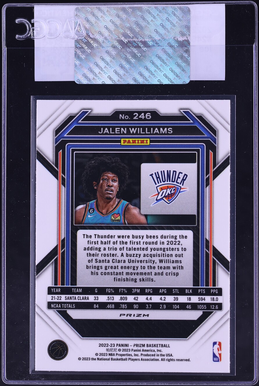 2022 Panini Prizm Ice Jalen Williams ROOKIE #246 CGC AUTH