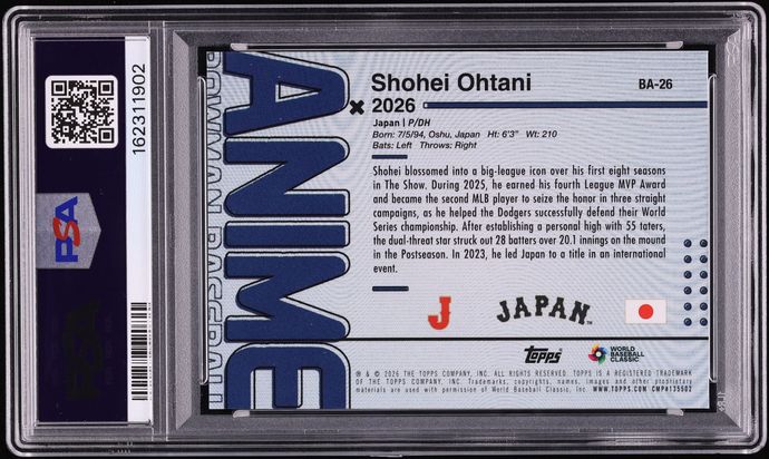 2026 Bowman Anime Black Refractor Shohei Ohtani 1/10 #BA-26 PSA 10 GEM MINT