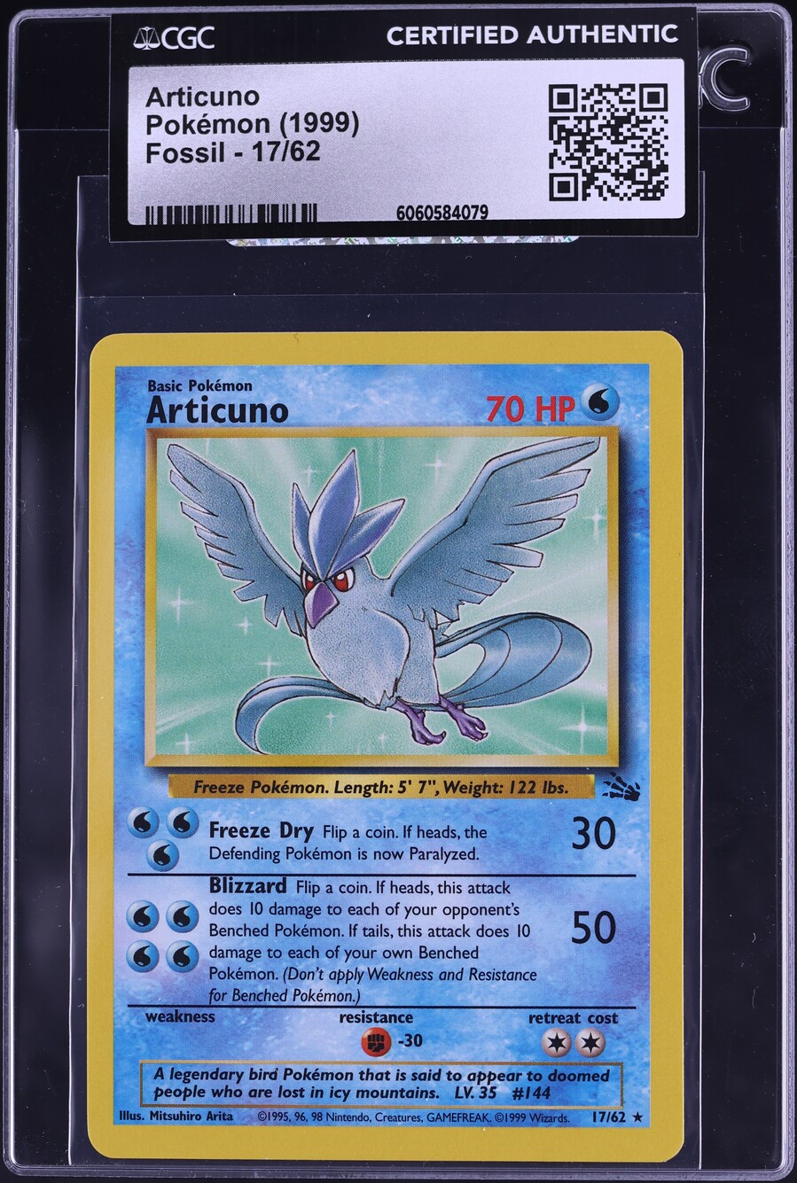 1999 Pokemon Fossil Articuno #17 CGC AUTH