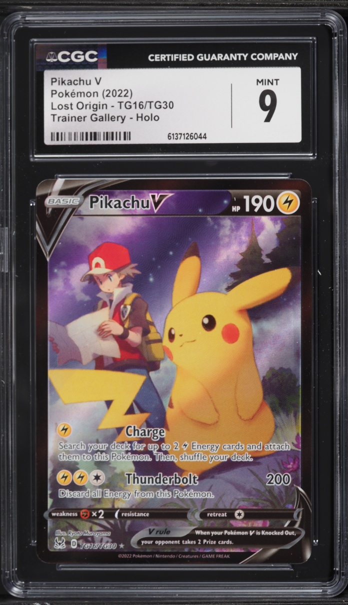 2022 Pokemon Sword & Shield Lost Origin Full Art Pikachu V #TG16 CGC 9 MINT