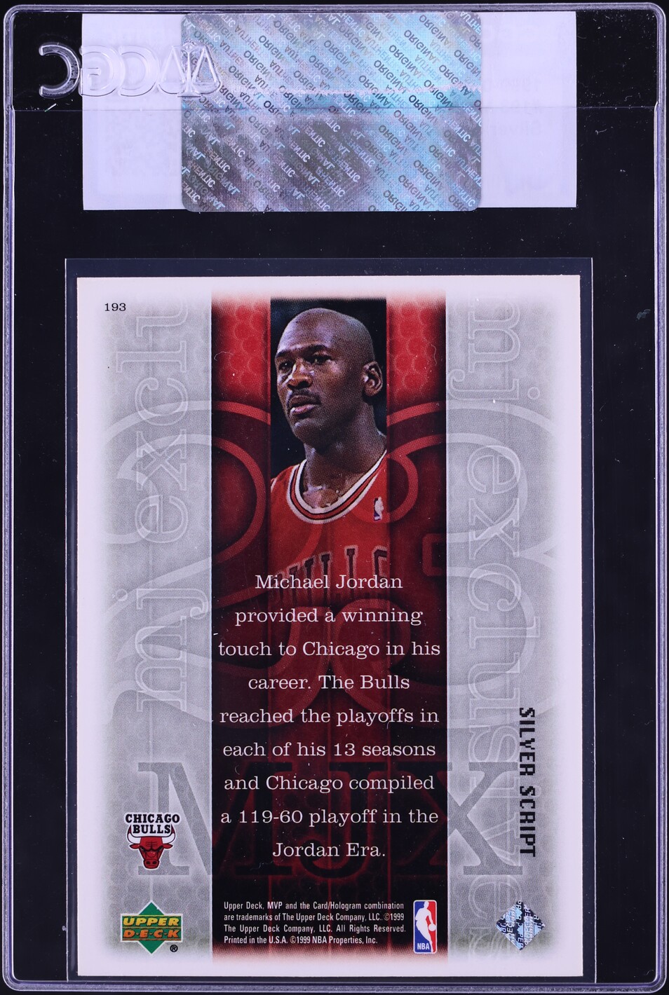 1999 Upper Deck MVP Silver Script Michael Jordan #193 CGC AUTH