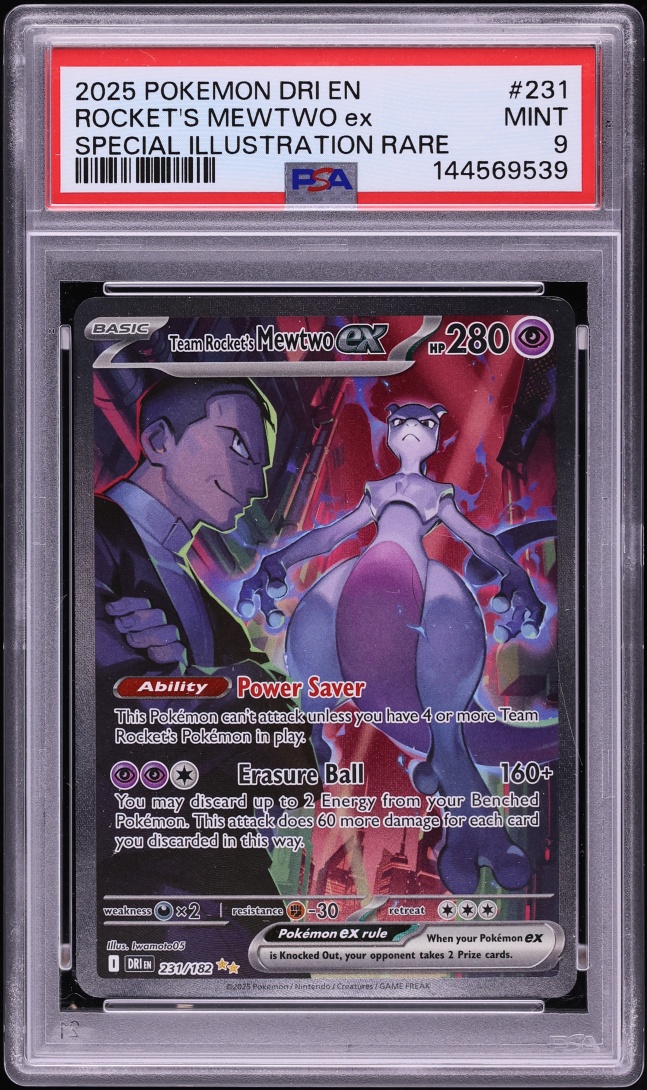 2025 Pokemon Scarlet & Violet Destined Rivals SIR Team Rocket's Mewtwo ex #231 PSA 9 MINT