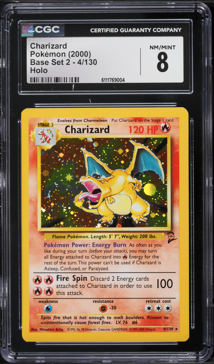 2000 Pokemon Base Set 2 Holo Charizard #4 CGC 8 NM-MT