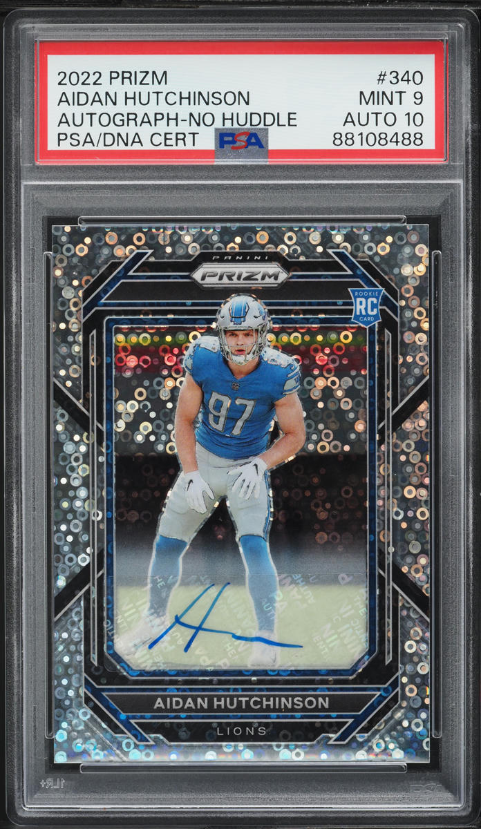 2022 Panini Prizm No Huddle Aidan Hutchinson ROOKIE AUTO DNA 10 #340 PSA 9 MINT