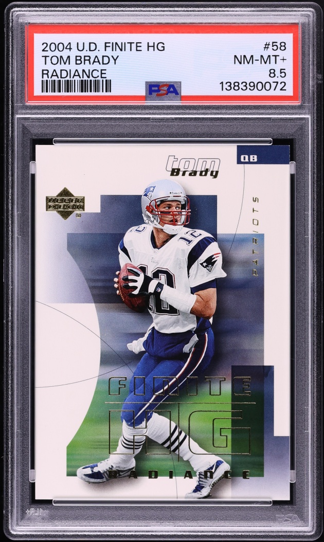 2004 Upper Deck Finite HG Radiance Tom Brady /15 #58 PSA 8.5 NM-MT+ - Photo 1