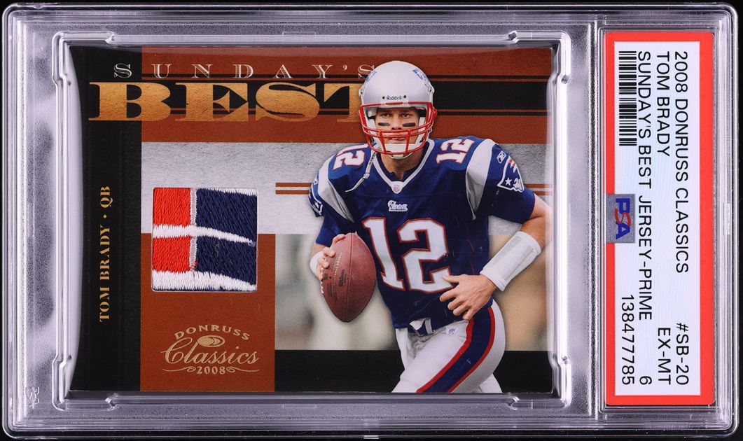 2008 Donruss Classics Sunday's Best Prime Tom Brady PATCH 1/25 #SB-20 PSA 6 EXMT - Photo 1