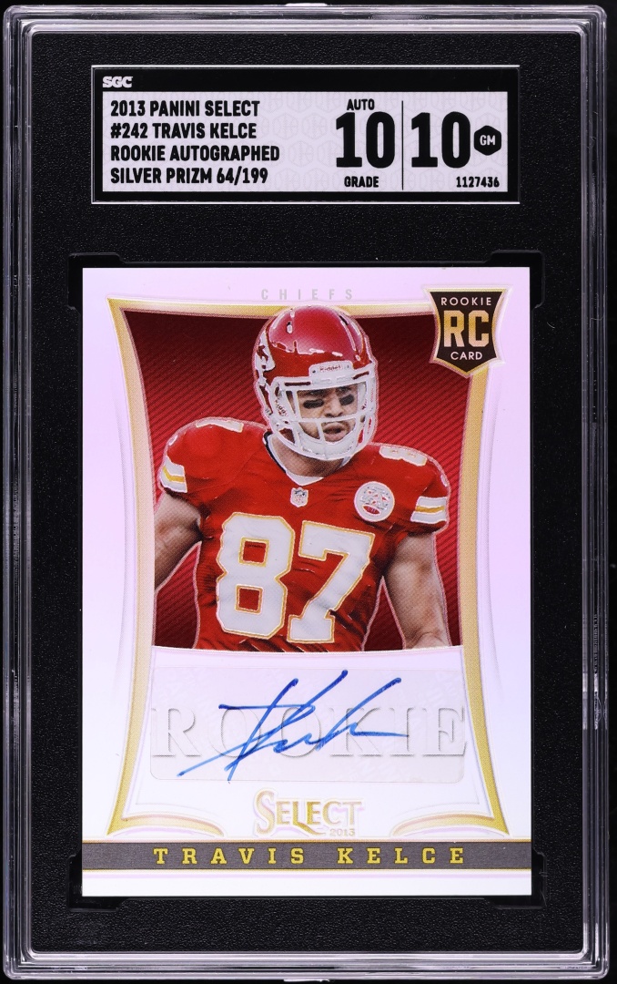 2013 Select Silver Prizm Travis Kelce ROOKIE AUTO /199 #242 SGC 10 GEM MINT - Photo 1