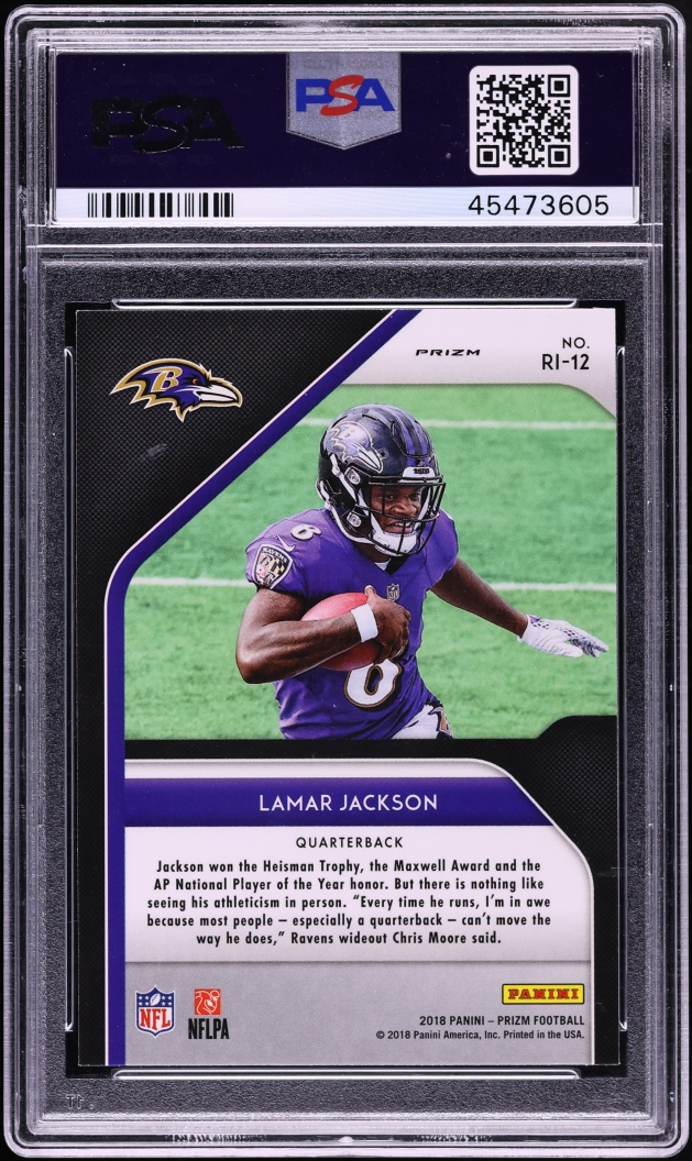 2018 Panini Prizm Introduction Lamar Jackson ROOKIE #RI-12 PSA 9 MINT - Photo 2