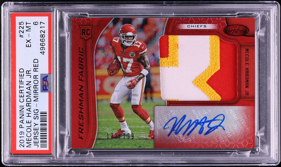 2019 Panini Certified Mirror Red Mecole Hardman Jr. ROOKIE PATCH AUTO /199 #225 PSA 6 EXMT - Photo 1