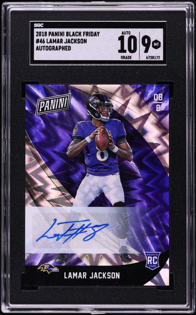 2018 Panini Black Friday Lamar Jackson ROOKIE AUTO #46 SGC 9 MINT - Photo 1