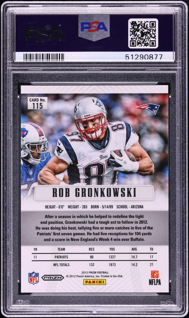 2012 Panini Prizm Silver Rob Gronkowski #115 PSA 9 MINT - Photo 2