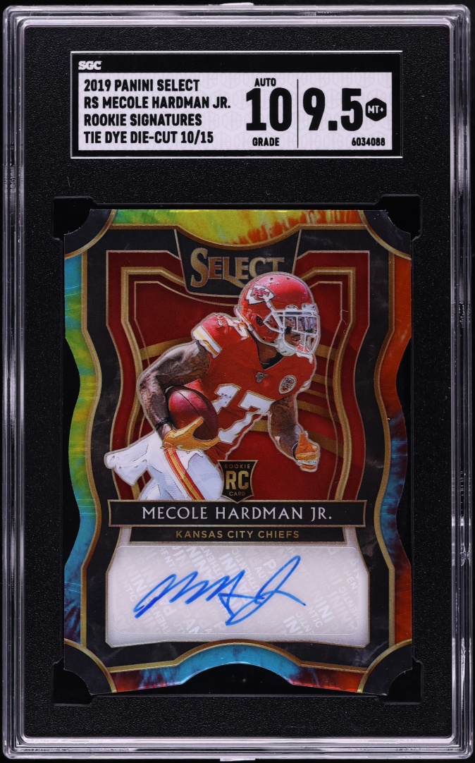 2019 Select Tie-Dye Die-Cut Prizm Mecole Hardman Jr. ROOKIE AUTO /15 #RS-4 SGC 9.5 MINT+ - Photo 1
