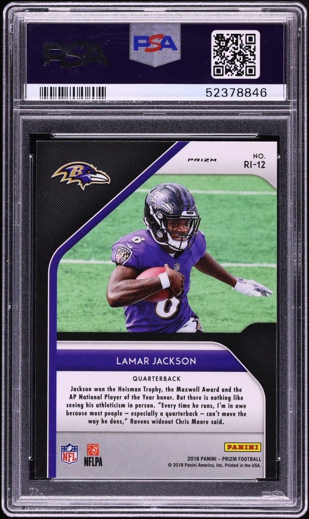 2018 Panini Prizm Introduction Lamar Jackson ROOKIE #RI-12 PSA 10 GEM MINT - Photo 2