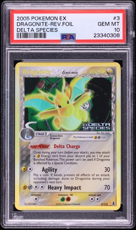 2005 Pokemon EX Delta Species Reverse Holo Dragonite #3 PSA 10 GEM MINT