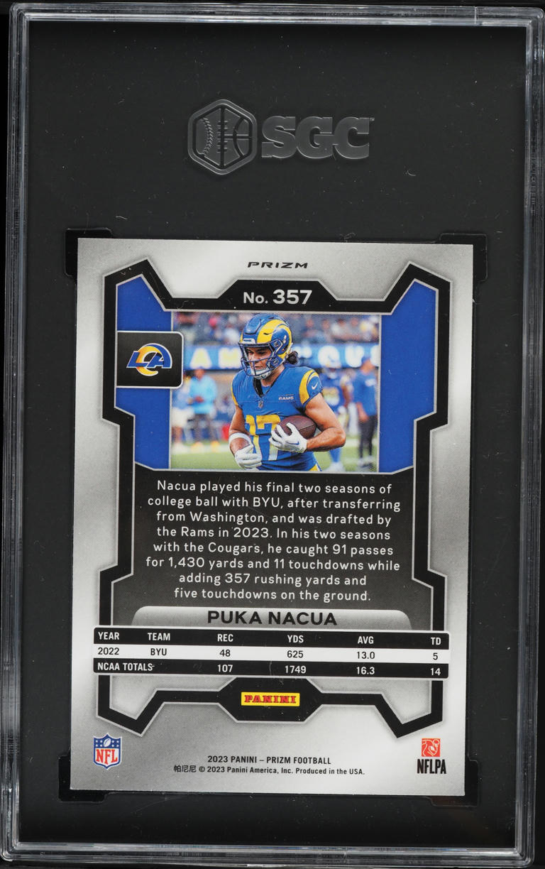 2023 Panini Prizm Silver Puka Nacua ROOKIE #357 SGC 9 MINT