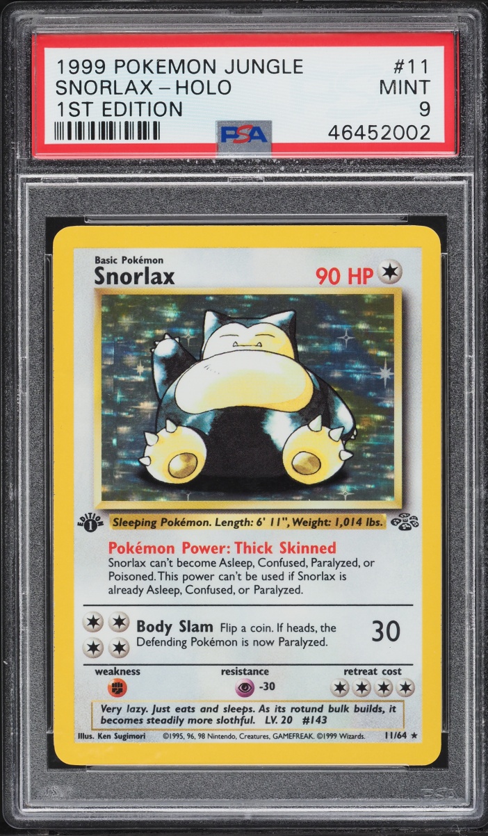 1999 Pokemon Jungle 1st Edition Holo Snorlax #11 PSA 9 MINT